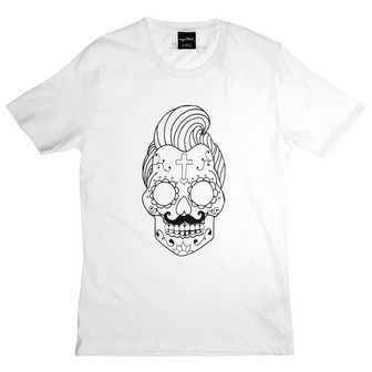 Sugarskull Quiff Skull T-Shirt / White