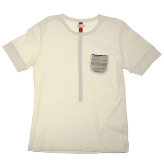 Folk Knitted Pocket T-Shirt / Ecru